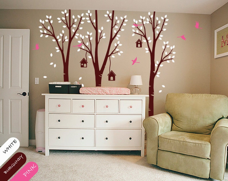 Nursery Tree Wall Decal Kids Room Wall decor with cute Flying Etsy