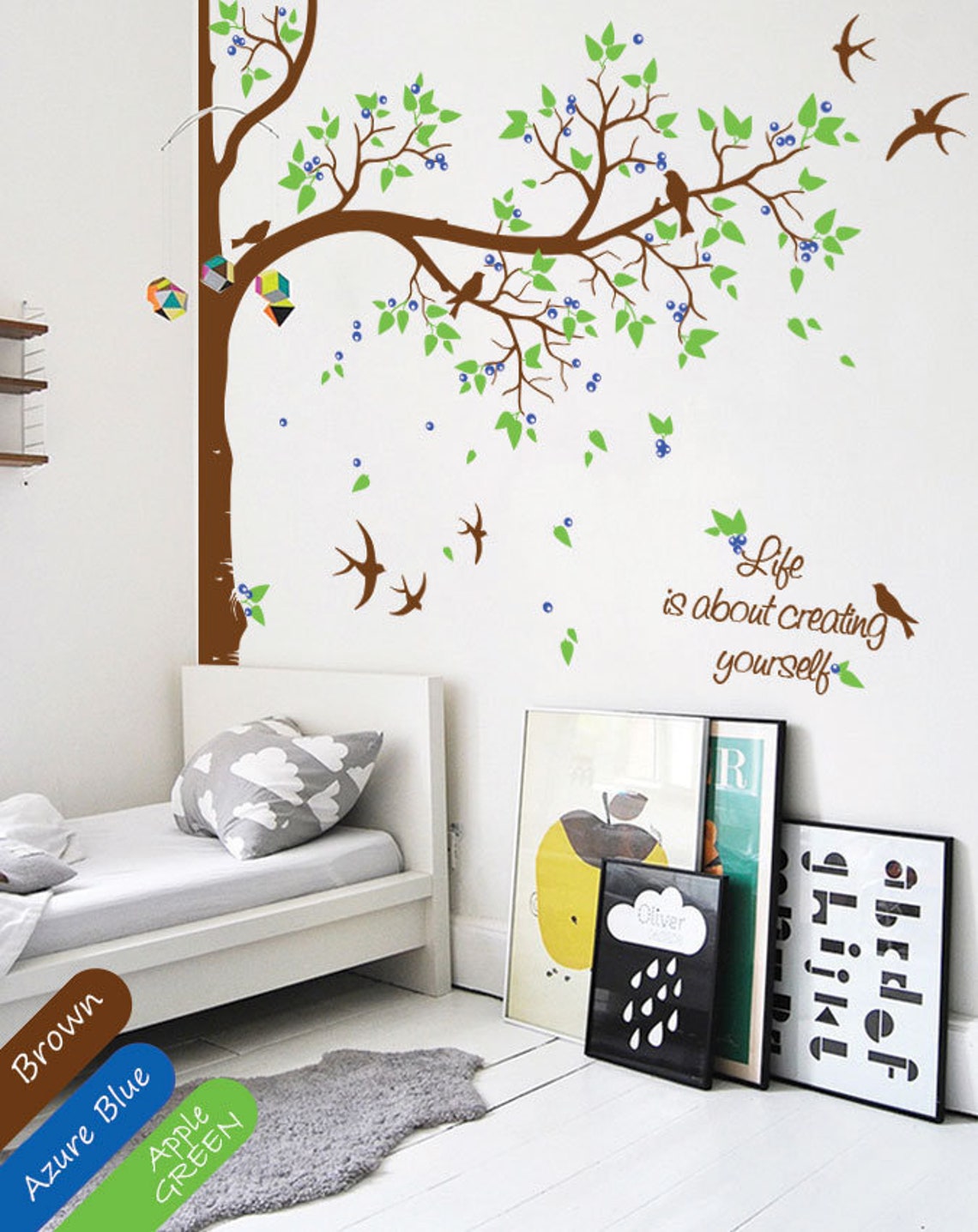Corner Tree Wall Decal With Name or Quote Beautiful Tree Wall Etsy