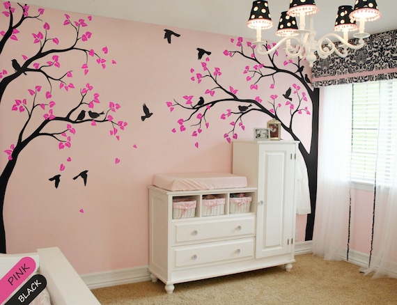 Cute Panda and Cherry Blossom Tree Wall Decal For Nursery Large Tree Wall  Stickers For Kids Room Girl Boy Room Wall Tattoo A400 - AliExpress