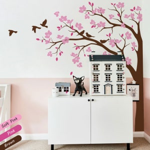 Großer Blütenbaum Wandtattoo Ecke Baum Aufkleber Riesige Wandtattoo Blumen Wand Kunst Tattoo Wandbild Dekoration Décor - 087