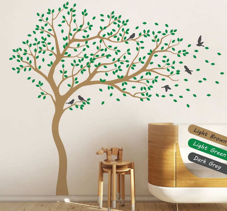 Large Tree Wall Decal Nursery Tree Wall Sticker Huge Wall Etsy