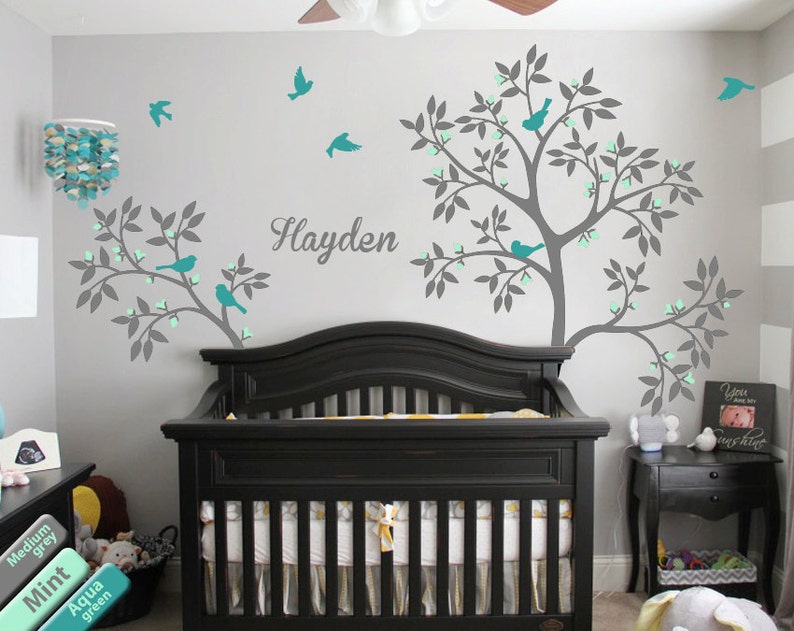 baby name tree wall decal nursery tree decoration baby room | etsy