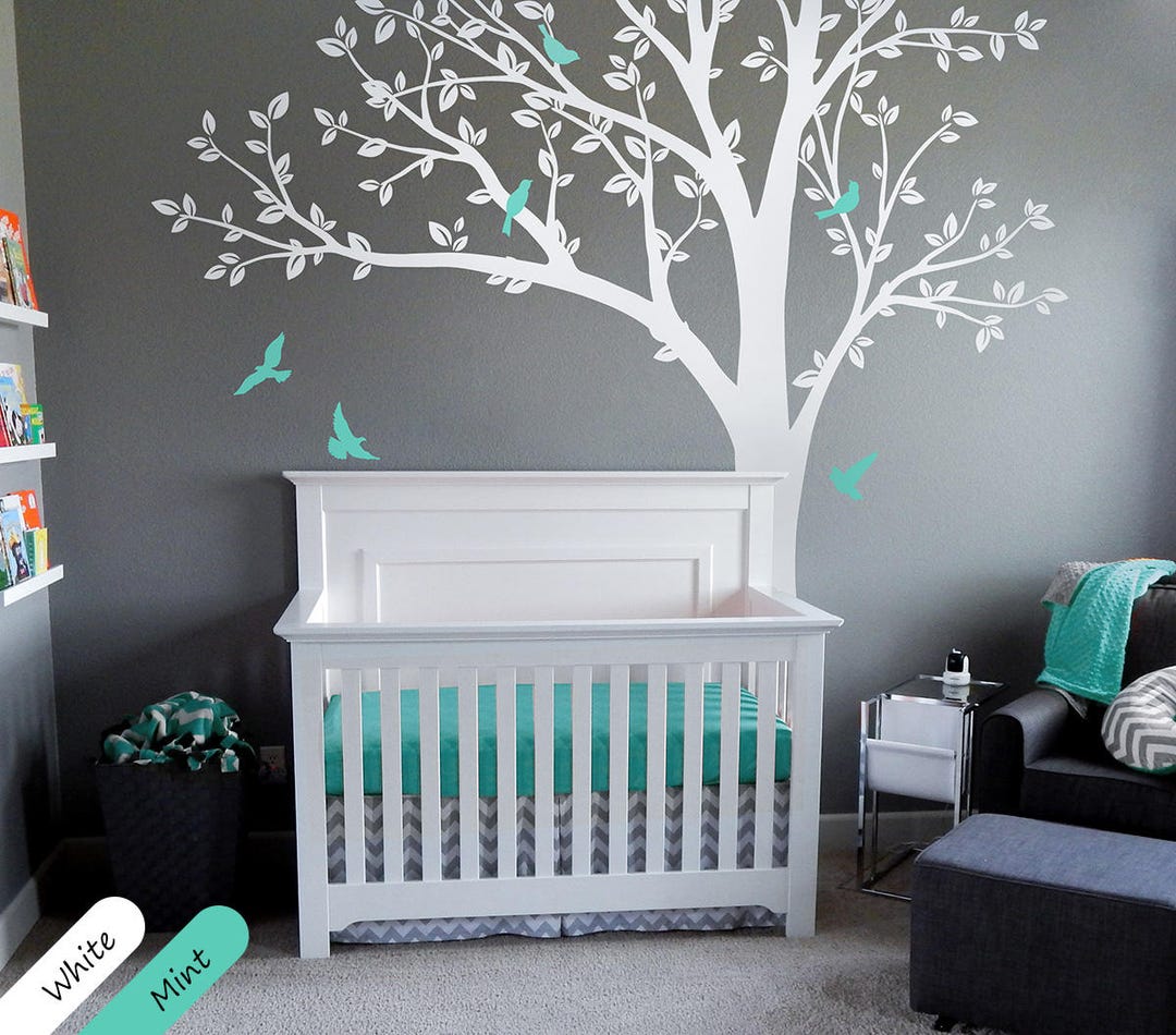 White Tree Wall Sticker Baby Nursery Wall Decal Mural Tree Wall Art