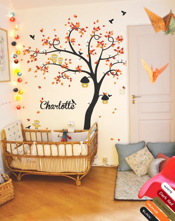 Large tree wall decal with personalized name Wall Decal with Etsy