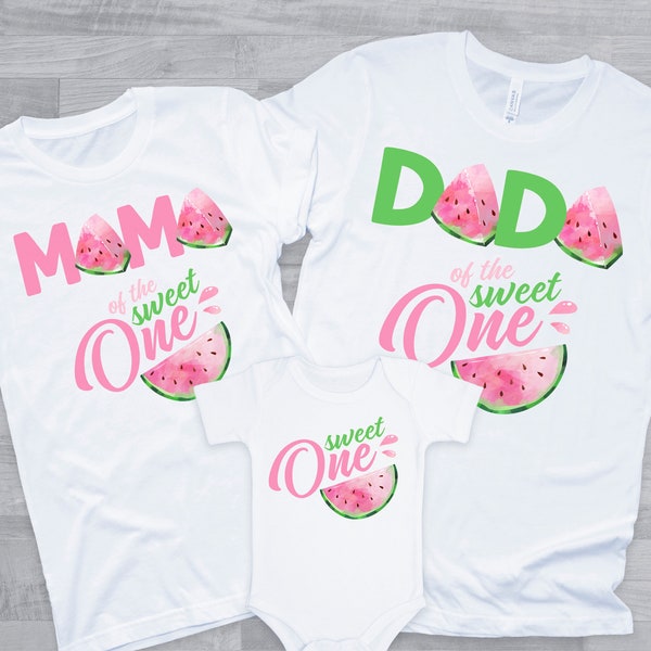 One in a Melon Birthday with matching Family Shirts - watermelon bday, sweet one birthday girl, mom dad grandma sister aunt, one in a melon