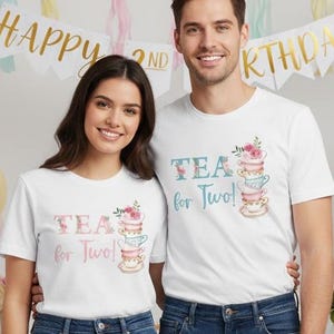 Tea for Two verjaardag familieshirts - tijd om thee te maken 2e jarige meisje, moeder vader nana broer tante, thee voor twee, Alice Tea Party
