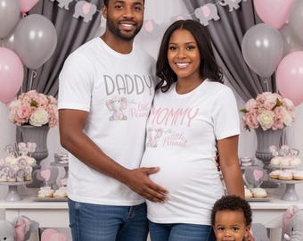 Elephant Family T-shirts for Girl Baby Shower - Little Peanut