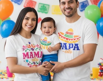 Uno Birthday Family Shirts - first fiesta birthday boy, mama cita abuela tia tio, taco bout turning one, cactus sombrero, mexican floral