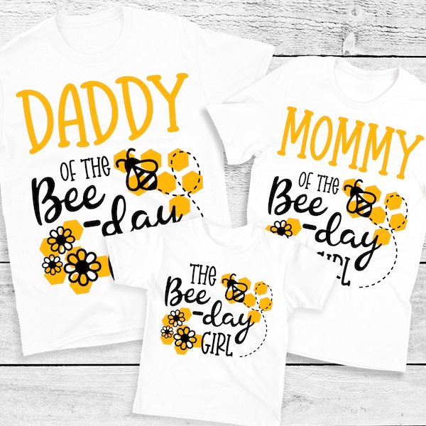 Bee Day matching Family Shirts - 1st bee day, 2nd birthday, bee-day girl shirt, mommy daddy grandma, bee party, black yellow, flowers