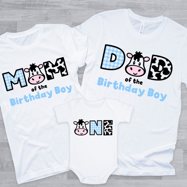 Cow One Birthday Mom Dad Family Matching T-Shirt