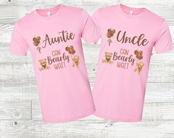 Can Bearly Wait Pink Baby Shower Shirts Girl Baby Shower, Mom