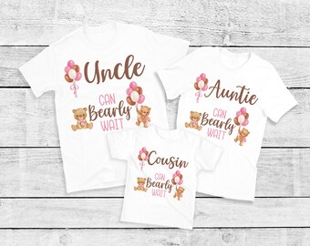 Can Bearly Wait Baby Shower Shirts Girl Baby Shower, Mom Dad