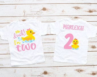 Oh Duck! Im Two Shirt for 2nd Birthday Girl - quack splish splash, second birthday shirt, two year old, bubbles, rubber duck birthday pink