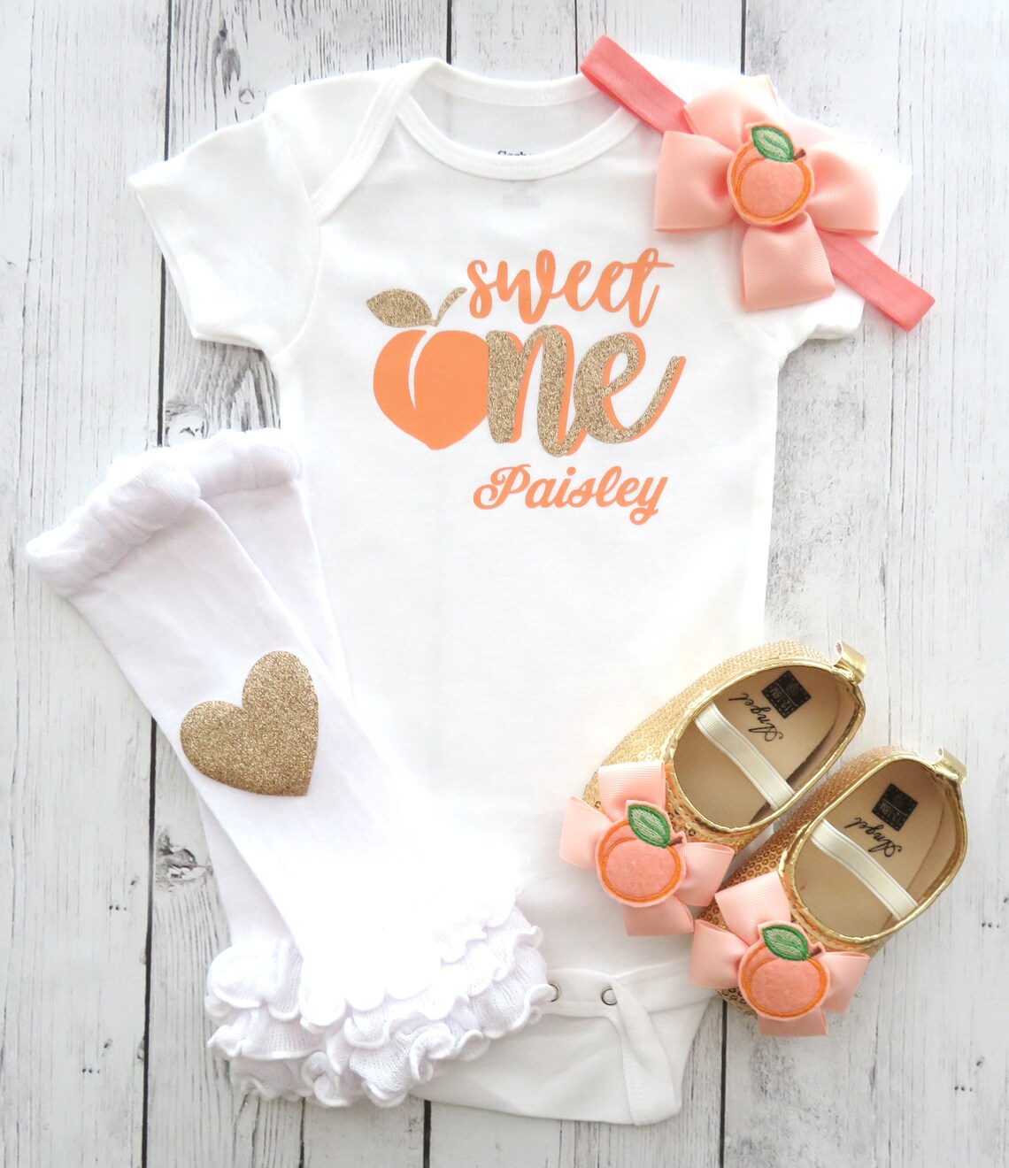 Peaches First Birthday Outfit for Baby Girl With Peach Tutu Etsy