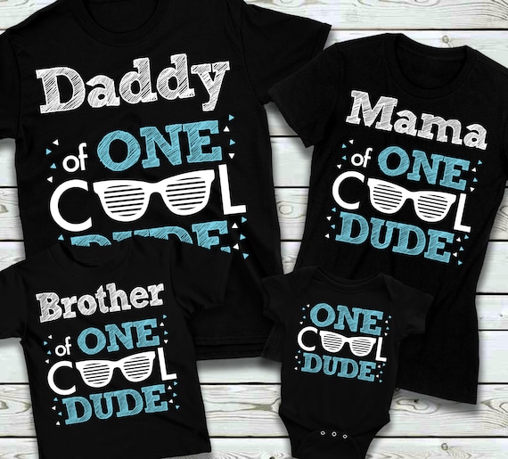 ONE Cool Dude Birthday Family Shirts - 1st Birthday Boy, Blue Sunglasses,  Boy Birthday Theme, First Birthday Boy, Black Colored Shirts - Etsy Canada