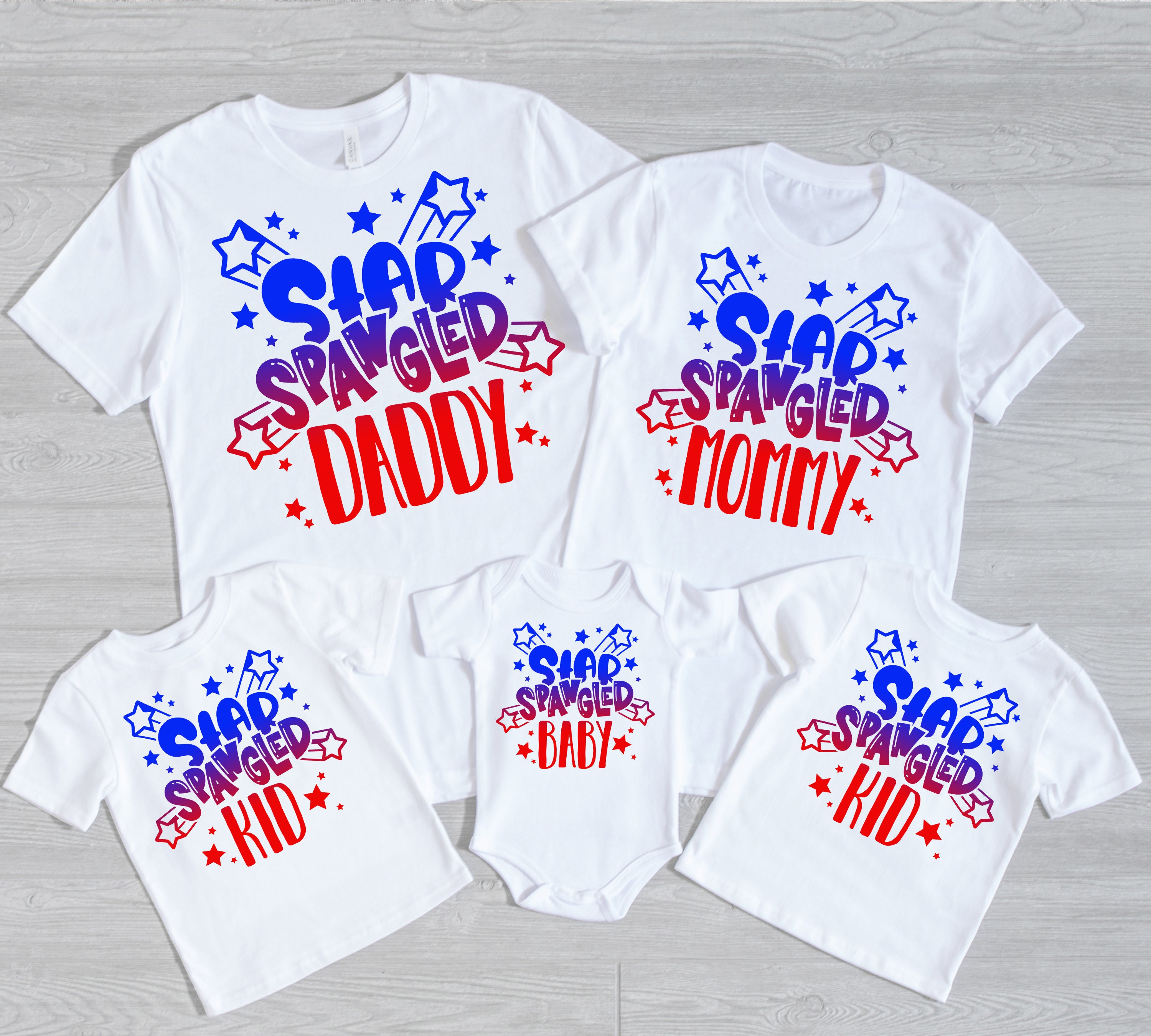 July 4th Family Shirts Star Spangled 