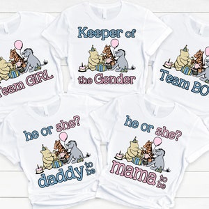 Classic Pooh Baby Shower Shirts - keeper of gender, vintage winnie the pooh, mom dad nana brother, baby pooh bear, sweet little hunny