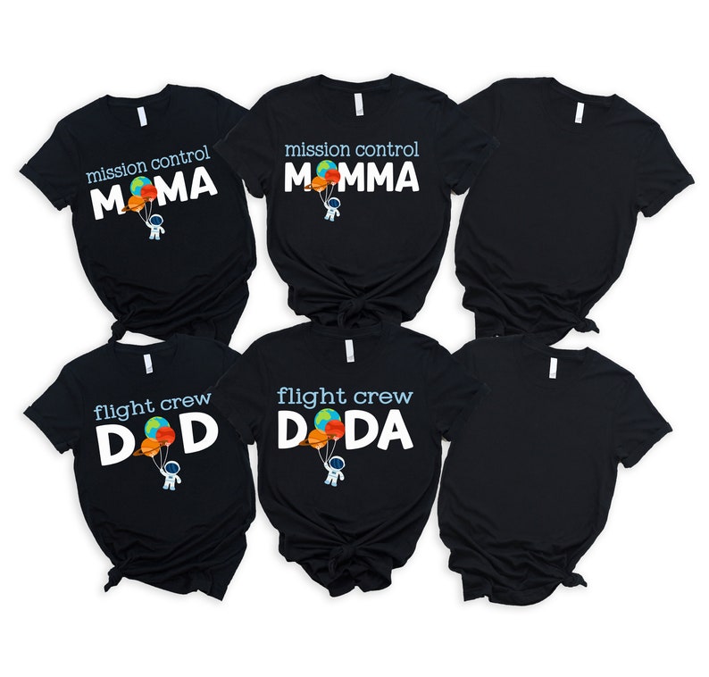Outer Space Birthday Shirts for Family - 4 & out of this world, 3 is a blast, two the moon, 1st trip around sun, houston we have, astronaut image 5