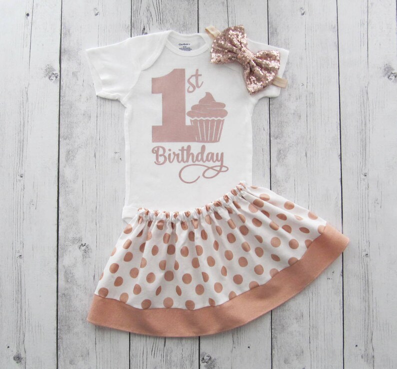 Rose Gold First Birthday Outfit for Girl dusty rose dress Etsy