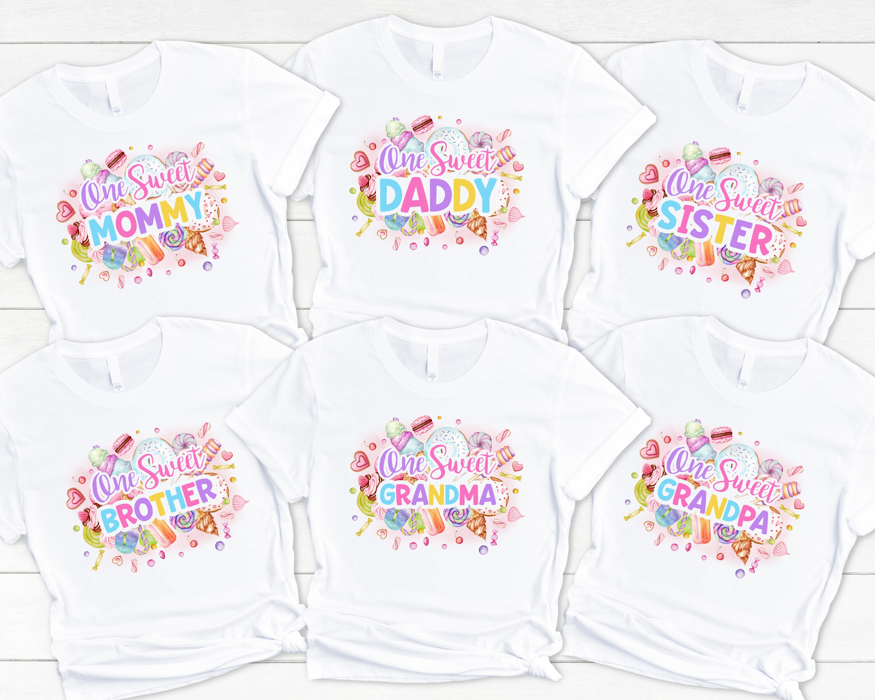 Sweet One Candy Themed Birthday Family Shirts