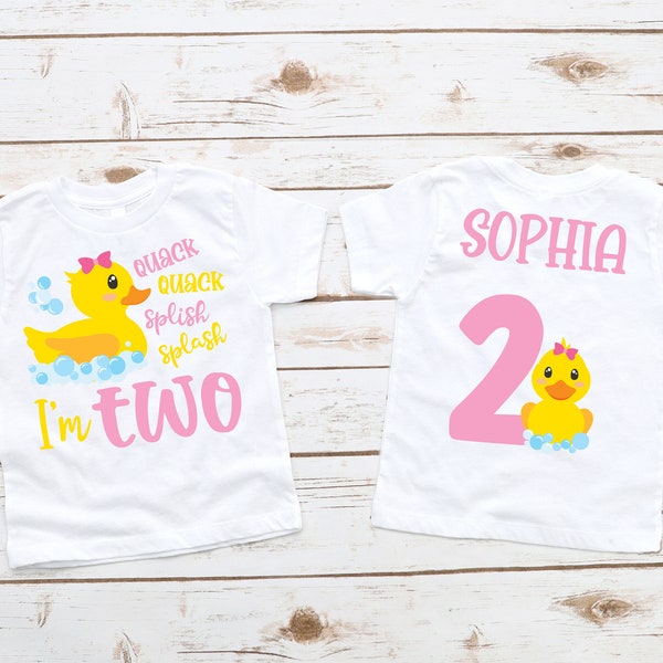 Rubber Ducky Shirt for 2nd Birthday Girl - quack splish splash, second birthday shirt, two year old, bubbles, rubber duck birthday pink