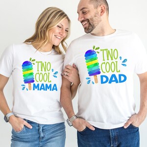 2 つのクールなアイスキャンディー誕生日ファミリー シャツ - 2 歳の誕生日の男の子、アイスクリームの男の子の誕生日テーマ、2 歳の誕生日の男の子、青緑のアイスキャンディー、夏