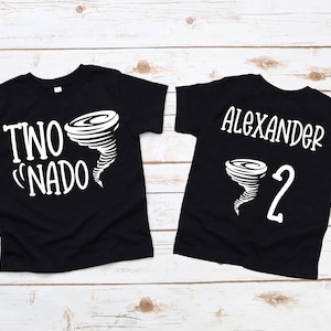 Two-Nado Birthday Boy on Black Shirt - second birthday boy t shirt, 2nd bday, two year old, here comes the twonado, terrible twos