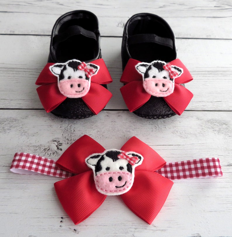 girl first birthday outfit Barnyard Animal First Birthday Outfit in Red Gingham cow headband cow outfit farm animal barnyard