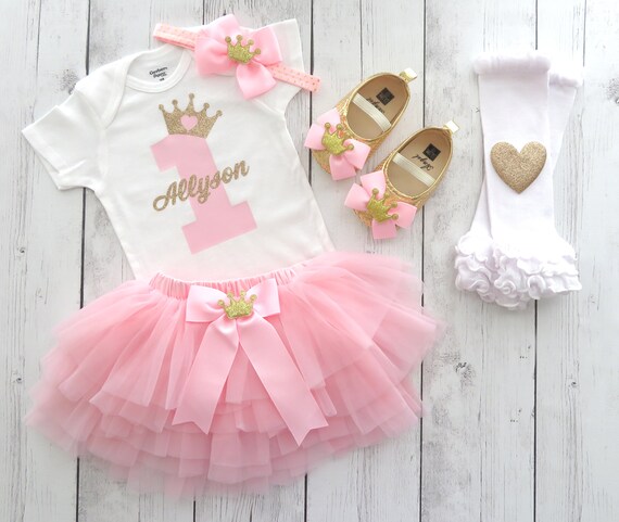 PERSONALISED 1st FIRST BIRTHDAY BABY GIRL PINK Tutu romper Princess Dress Gift 