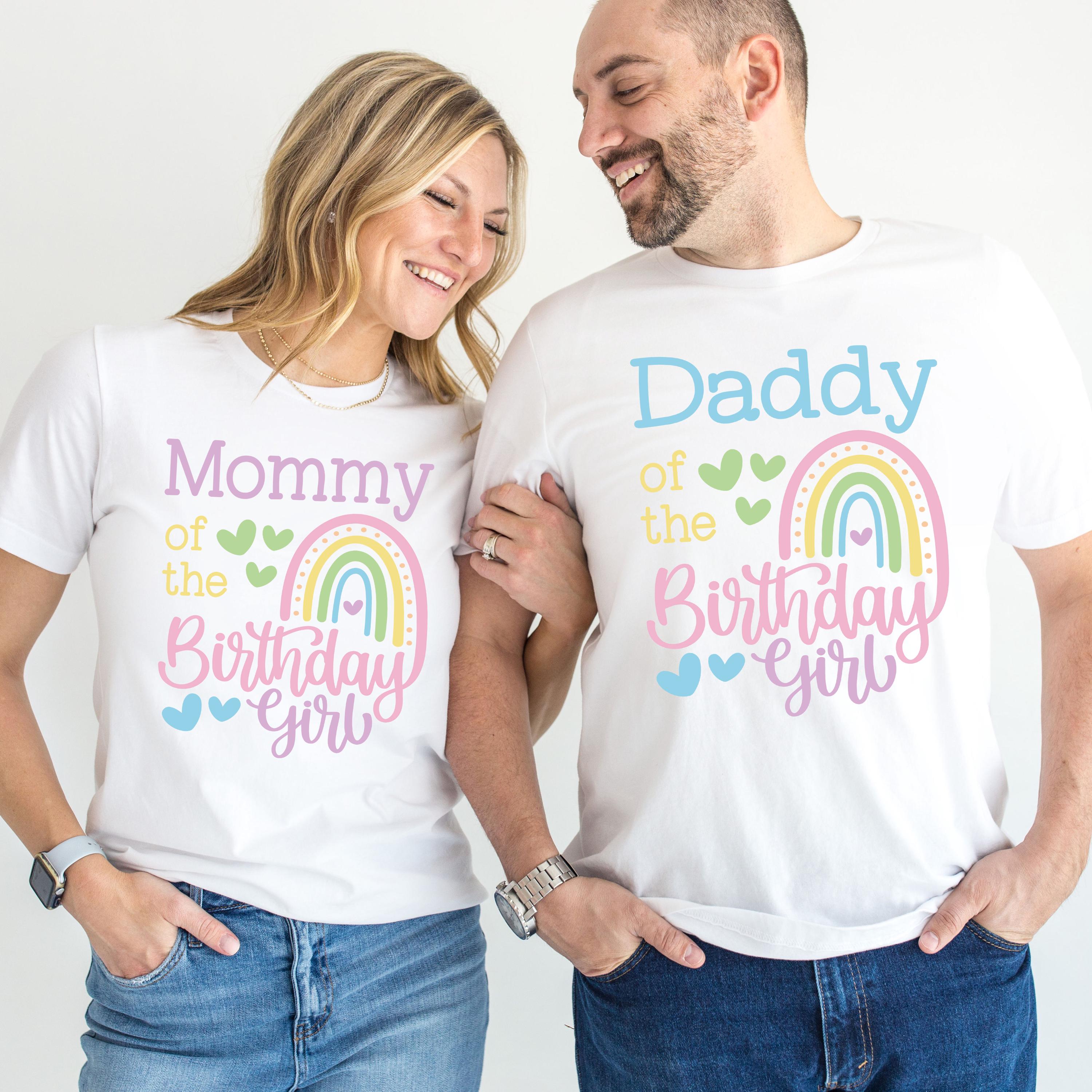 Pastel Rainbow Family T-shirts for Her Birthday Party - Rainbow