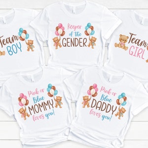 Gender Reveal Baby Shower Shirts - bearly wait baby shower, mom dad grandma brother, teddy bear, keeper of gender, team boy, team girl shirt