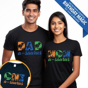 Dinosaur 1st Birthday matching Family Shirts - dino bday boy, mommy-saurus daddy-saurus, roar Im one, dinosaur birthday, dino bday boy blue