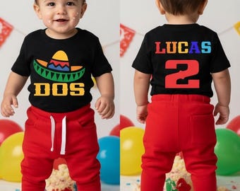 Fiesta Second Birthday Boy Shirt - dos camiseta de cumpleaños, sombrero mexicano, taco dos días, niño 2o cumpleaños, lucha libre luchadores