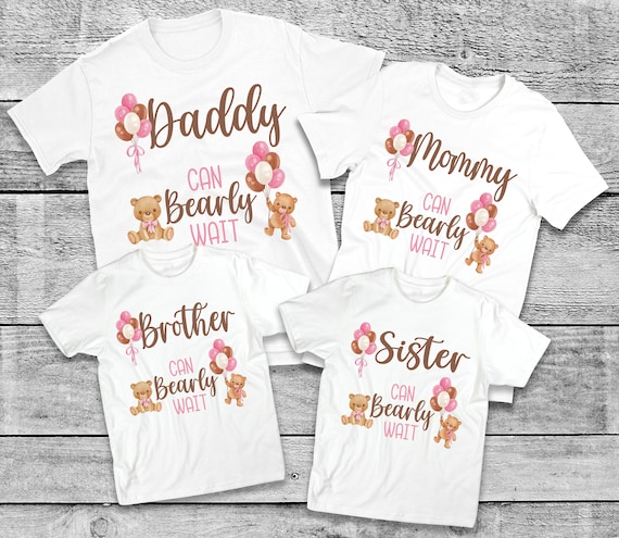 Can Bearly Wait Baby Shower Shirts - Girl Baby Shower, Mom Dad 
