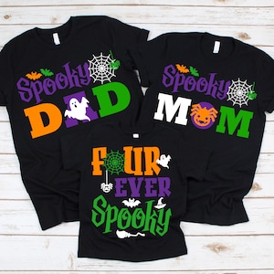 Halloween 4th Birthday matching Family Shirts for Boy or Girl - four ever spooky, Boo-day, mom dad brother nana, 4th birthday