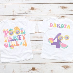 Pool Party 4th Birthday Girl Shirt - splish splash, 4th birthday bodysuit, summer birthday, four year old, swimming pool party girl,