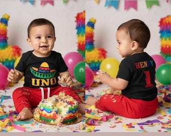 First Fiesta Birthday Boy Shirt - camiseta de cumpleaños uno, sombrero mexicano, taco dos días, bebé 1er cumpleaños, lucha libre luchadores, un año