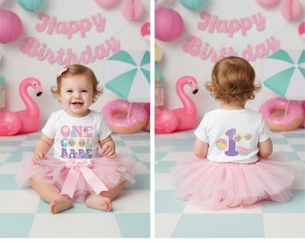 Camisa de cumpleaños para niña con una fiesta en la piscina genial: chapoteo, chapoteo, body para el primer cumpleaños, cumpleaños de verano, un año, fiesta en la piscina