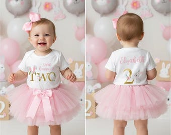 Some Bunny is Two T Shirt for Birthday Girl - 2nd birthday shirt, easter spring birthday, 2nd birthday girl shirt, somebunnys two, pink gold