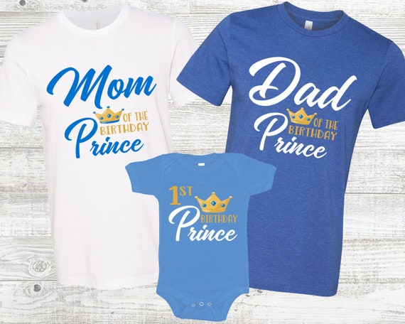 Mom Of The Birthday Boy T-Shirt - Gold Crown Design Mom Of The Birthday Boy T-Shirt - Gold Crown Design