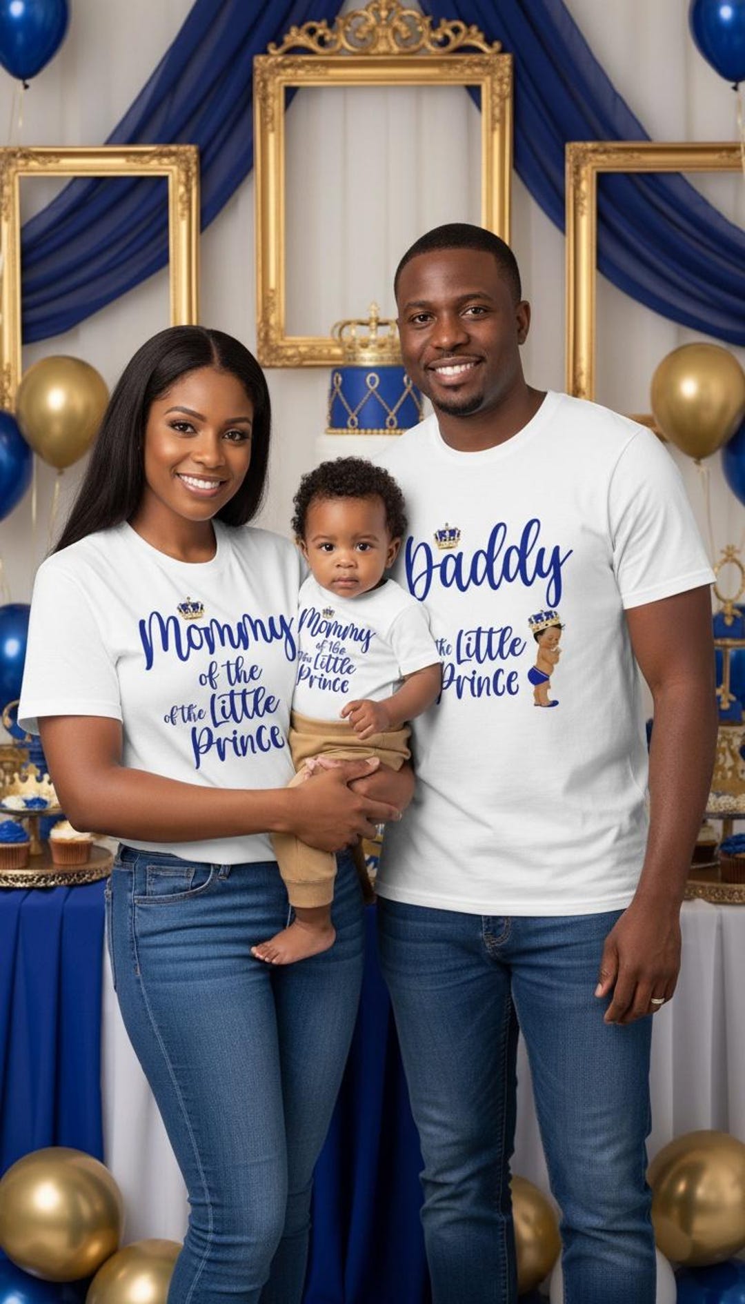 Little Prince Matching Family Shirts - Blue Gold Prince Birthday
