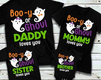 Halloween Baby Shower Shirts for Family Boo-y or Ghoul, Mommy