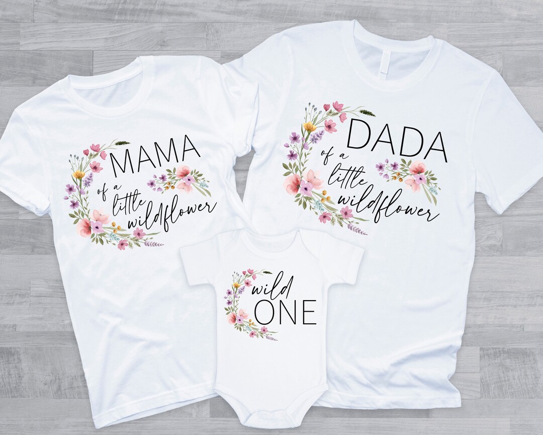 Wildflower Birthday Family Shirts -wild One Birthday Girl, Mom Dad