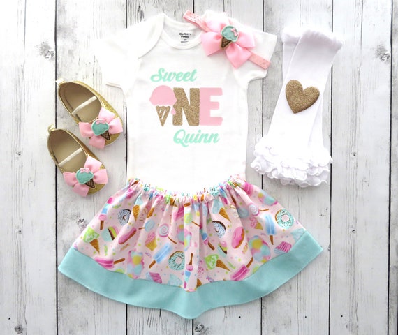 Sweet One First Birthday Outfit in pink mint and gold girl | Etsy