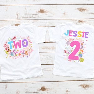 Sweet One Candy Themed Geburtstagskind oder Bodysuit - Candyland Party, Name und Nummer auf der Rückseite, Lollipop Bonbons