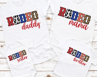 Rodeo Cowboy Birthday Family Shirts - wild west birthday, red blue, mama daddy nana brother, first rodeo boy, bandana paisley, cowboy prints