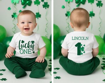 Lucky ONE Geburtstags-Bodysuit oder Shirt - St Patricks Day Geburtstag, ein Jahr altes Outfit, März Geburtstag, Kleeblatt Geburtstag, geschlechtsneutral