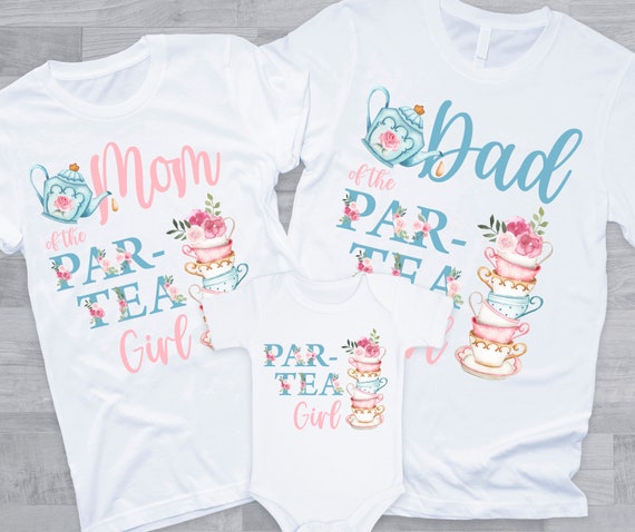 Tea Party Floral Birthday Family Shirts 