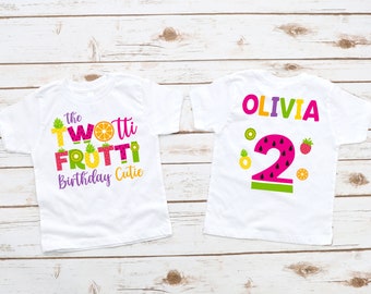 Two-tti Frutti 2e verjaardag meisjesshirt - tropisch fruit thema, zomerverjaardag, twee jaar oud, twotti fruitti verjaardag schatje, 2e verjaardag meisje