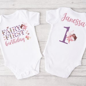 Fairy First Birthday T Shirt - pink purple fairy, 1st birthday shirt, fairy garden birthday, one year old, fairy garden outfit girl